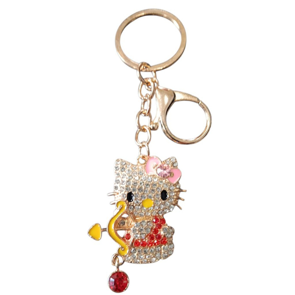 Hello Kitty Character Rhinestone Cupid Valentine's Key Chain Purse Charm in Red